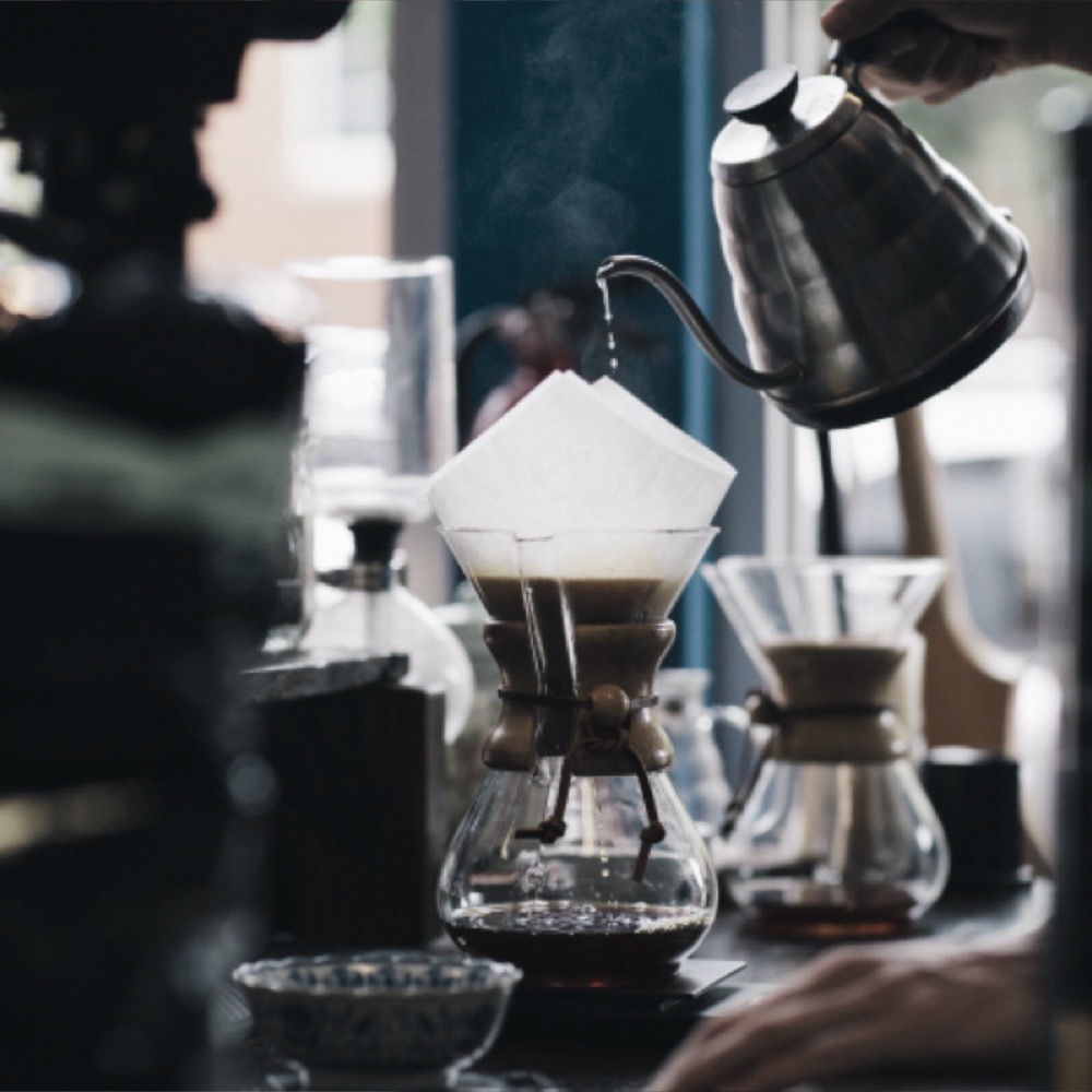 A cup of coffee that is being made